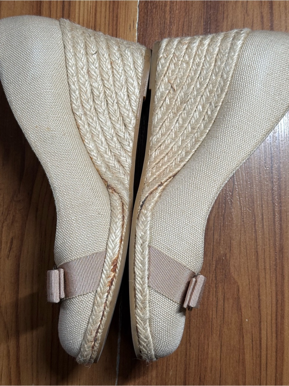 Salvatore Ferragamo Beige Canvas Espadrille Wedges - Picture 6 of 11
